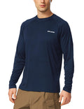 baleaf Mens UPF 50+ Sun Protection Shirts Long Sleeve Rash Guard, Quick Dry 4-Way Stretch for Fishing Swimming Surfing 01-Dark Blue 3XL