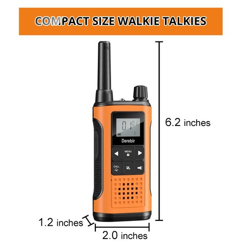 Derebir Walkie Talkies Long Range for Adults-2 Pack Rechargeable Walkie Talkies 22 FRS Channels 2-Way Radios with NOAA Weather Alert,VOX,Flashlight and 1500mAh Li-ion Battery for Family Camping Hiking