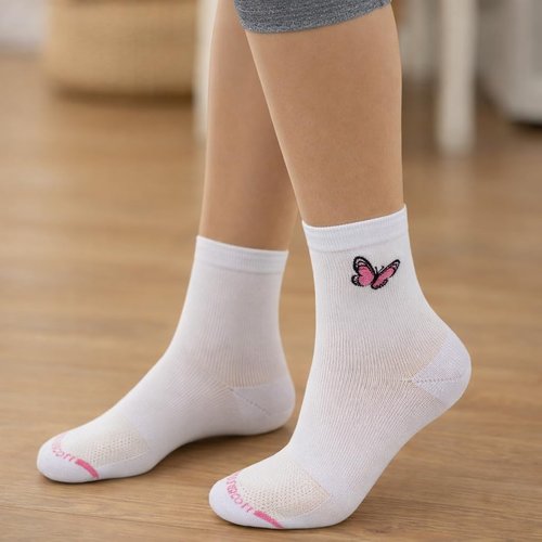Dr. Motion Women Mid-Crew Compression Socks With Half-Cushion And Breathable Arch Support 6 Pairs (Assorted A)