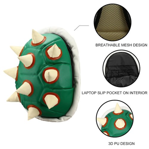 Bioworld Super Mario Bros Bowser Adult Green Turtle Shell Backpack