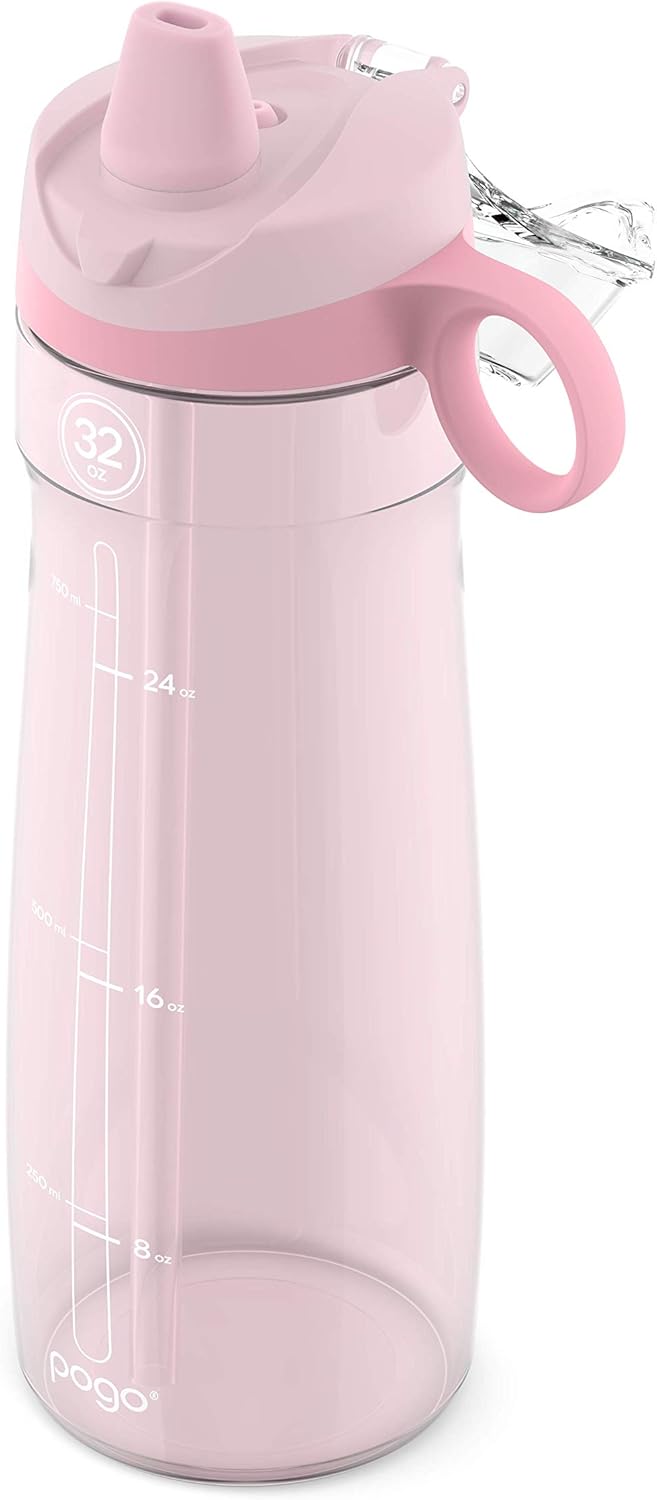 Pogo Water Bottle - BPA-Free Plastic with Soft Straw Lid & Carry Handle | Dishwasher Safe