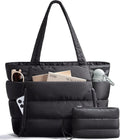 Bagstellar Puffer Tote Bag - Lightweight Quilted Handbag for Work & Travel | 15.6" Laptop & Tumbler Holder