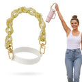Biddlebee Tumbler Handle & Strap with Gold Chain and Pearls – Designer-Inspired Cup Holder for Stanley, Owala, Hydroflask – Carrying Strap for Water Bottles, Mugs, Strollers, Bags – Posh Pearl