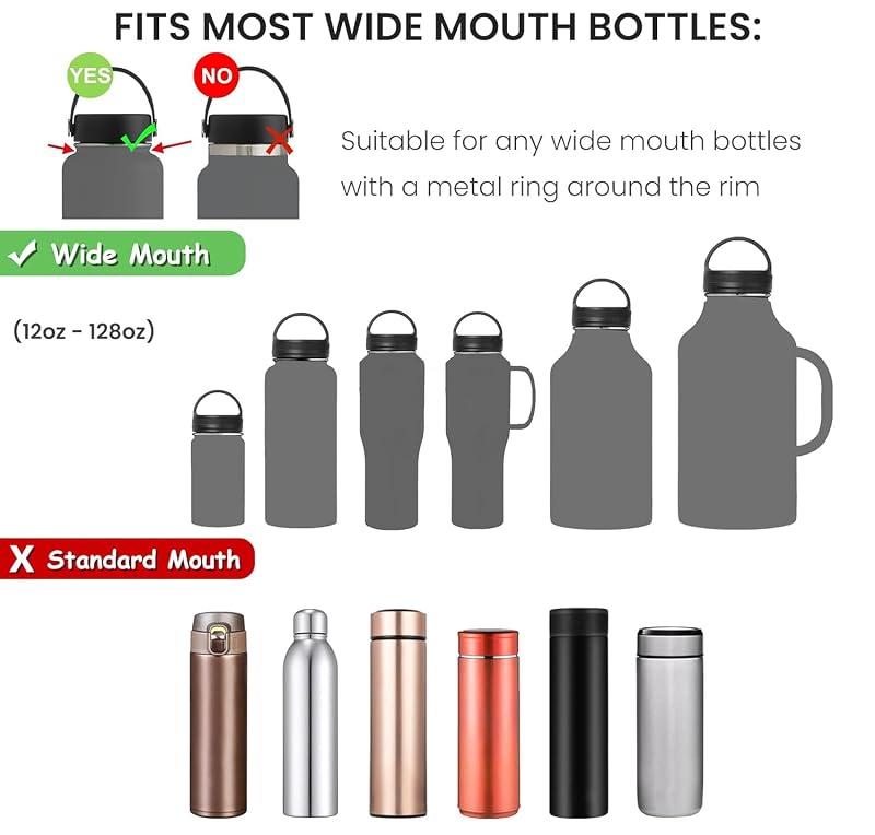 Paracord Bottle Carrier with Shoulder Strap for Wide Mouth Bottles, Black