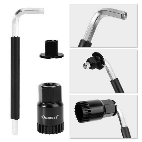 Oumers Bike Crank Puller, Bike Crank Arm Remover,Bottom Bracket Remover,Allen Key Wrench,Square Head with Auxiliary Wrench, Bicycle Extractor Tool Crankset Arm Extractor Repair Tool Set