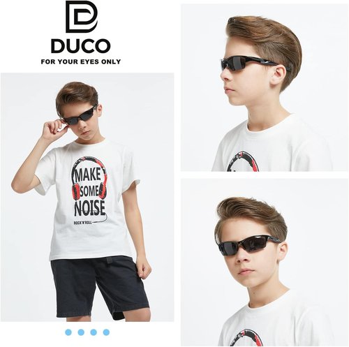 DUCO Toddler Baseball Sunglasses - Unbreakable Polarized Cycling Glasses for Kids Age 4-7 | K014