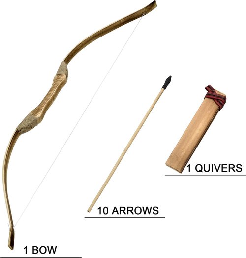 Kids Bow and Arrow Set - 32-Inch Handmade Wooden Archery Toy for Ages 4-12 | Includes Bow, Quiver & 10 Arrows