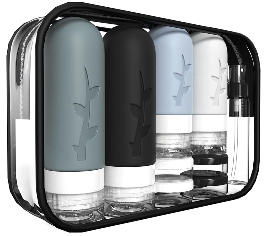 Skiennix 18-Pack Travel Bottles - TSA Approved Silicone Toiletry Containers | Leak-Proof & Refillable