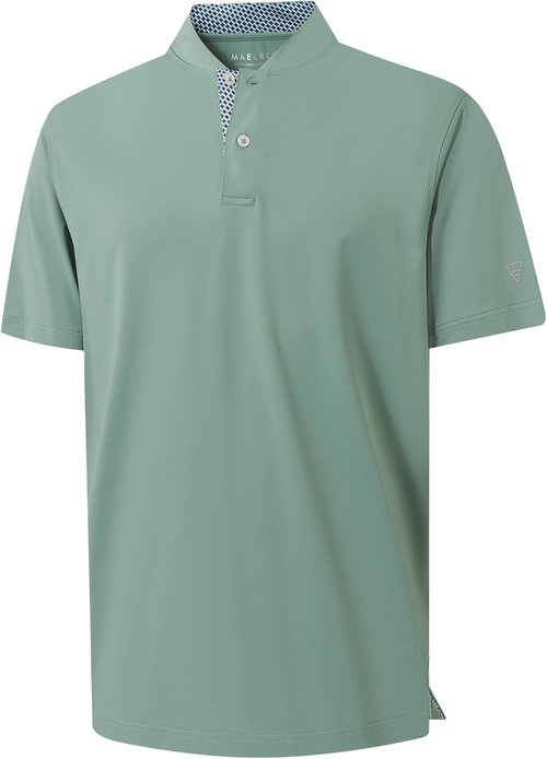 M MAELREG Men's Golf Shirts - Collarless Performance Dry Fit, Moisture-Wicking, Casual Short Sleeve Henley