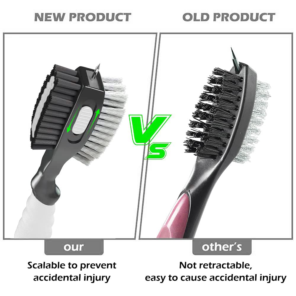 THIODOON 2 Pack Golf Club Brush and Groove Cleaner with Magnetic Keychain Golf Brush Oversized Head and Retractable Spike Golf Club Cleaner Golf Accessories for Men, Best Golf Gifts for Men