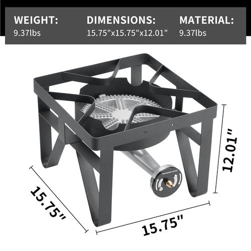 SKOK 200,000 BTUs High Pressure Single Burner Propane Camping Stove - Portable Outdoor Stove for Outdoor Cooking, Backyard, Picnic