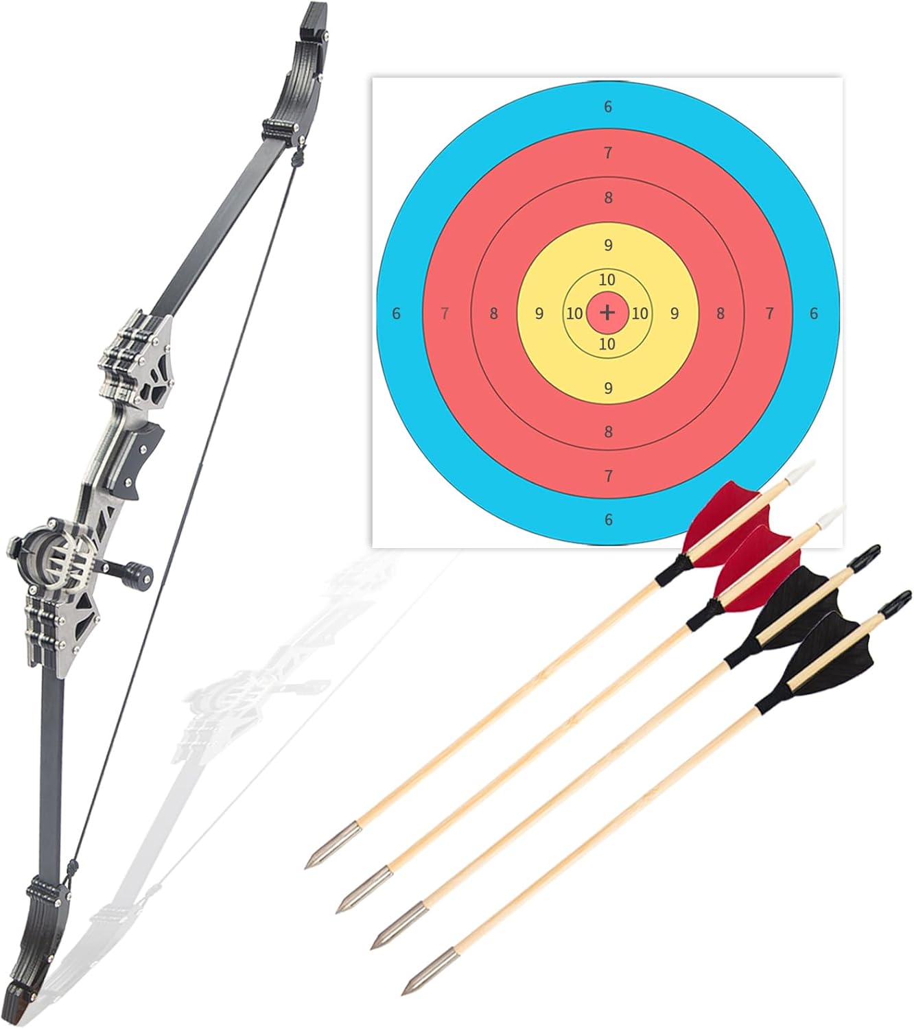 Skiennix Mini Compound Bow Set - 5.9"/7.2"/18.7" with Arrows | Left & Right Hand for Hunting & Practice