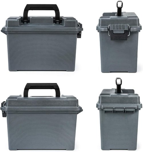 GUGULUZA Plastic Ammo Cans - 2-Pack Lockable Waterproof Storage Containers | Stackable Field Boxes for Hunting Gear