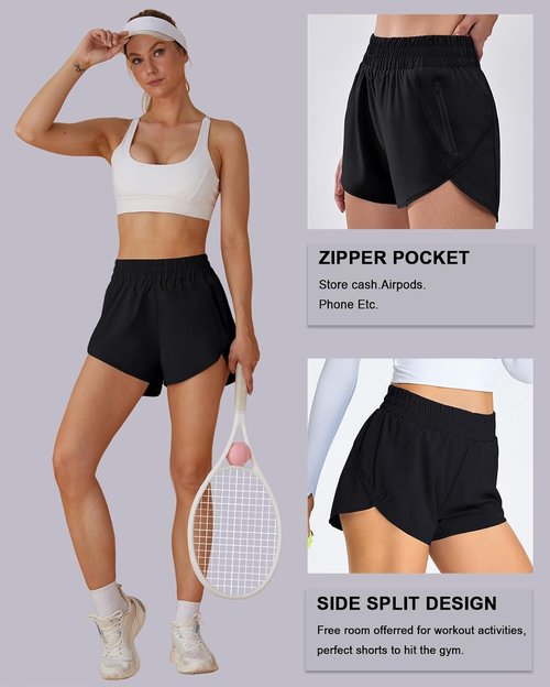 BMJL Women's Running Shorts - Elastic High Waisted with Pockets | 2.5" Quick Dry Athletic Wear