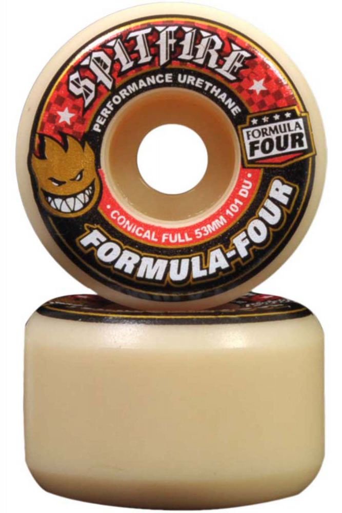 Spitfire Formula Four Conical Full Wheels 101duro White/Red (53mm)