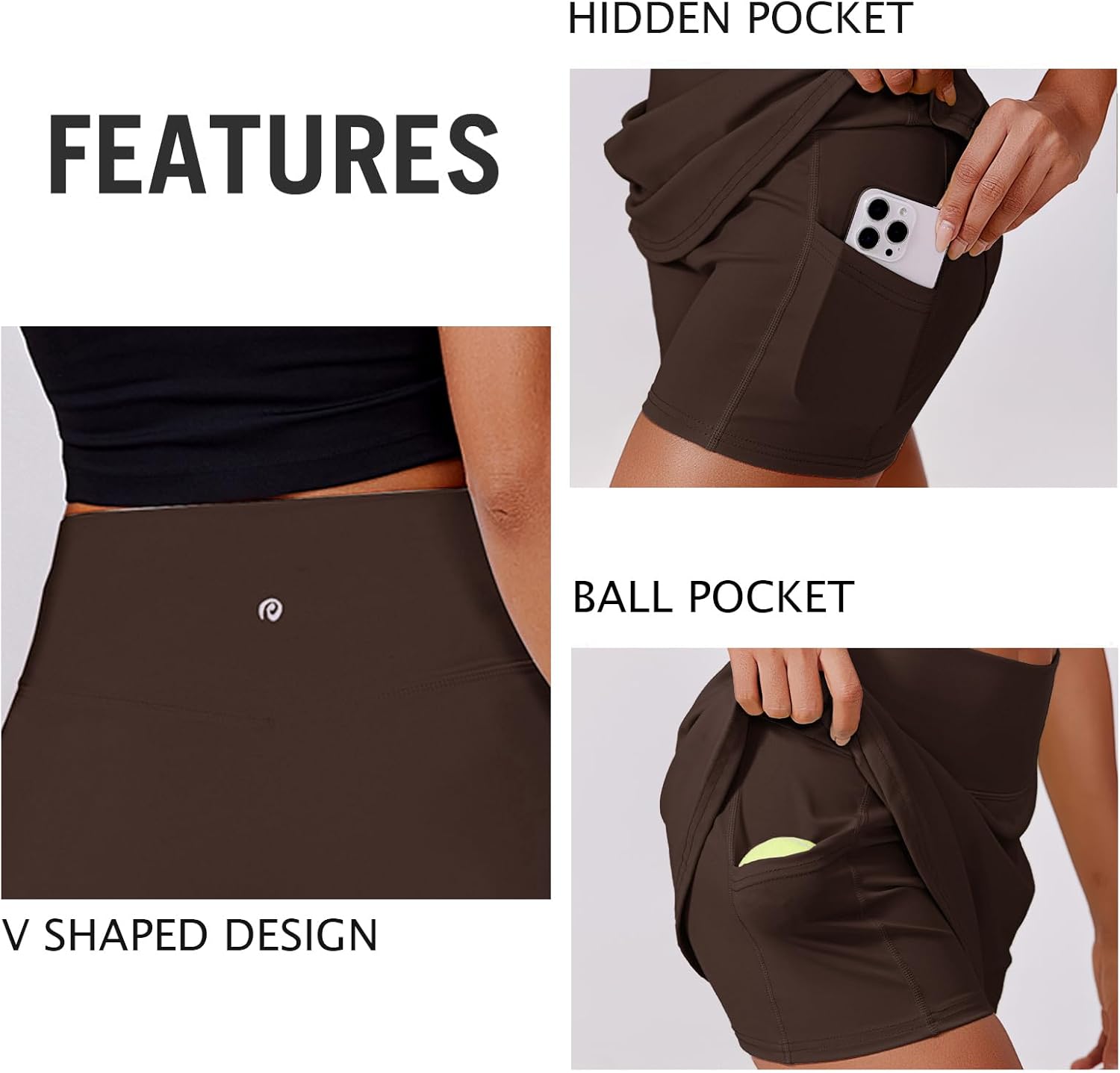 PINSPARK Women's High-Waisted Tennis Skirt - Stretchy Athletic Golf Skort with 2 Pockets for Workout