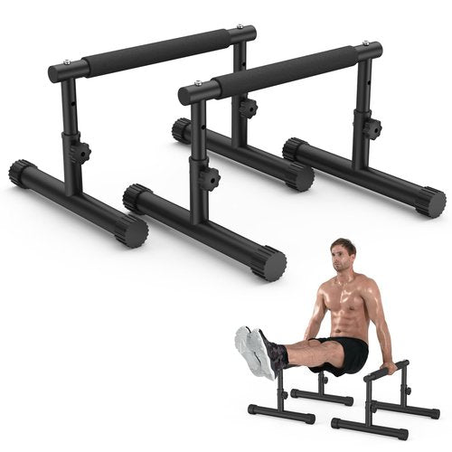 IMAYCC Push Up Bar, Adjustable 7.5" and 10.6" High Parallettes Bars & Dip Bar With Full-Cover Foam Grips, No Wobbling Calisthenics Equipment For Handstand, L-Sit, Gymnastics, Strength Training Home Gym