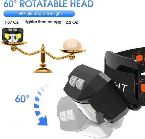 LHKNL Headlamp Flashlight - Ultra Bright 6-Pack LED Rechargeable Headlights | Waterproof & Motion Sensor, 8 Modes for Outdoor Activities
