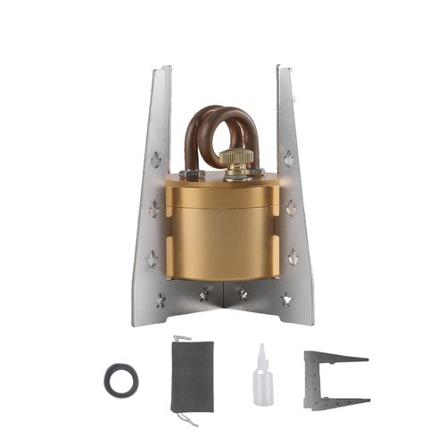 Portable Mini Camping Alcohol Stove - Solid Shell Powerful Safe Spirit Burner Strong Fire Burning for Outdoor Hiking Cooking Backpacking 50ml Golden Color