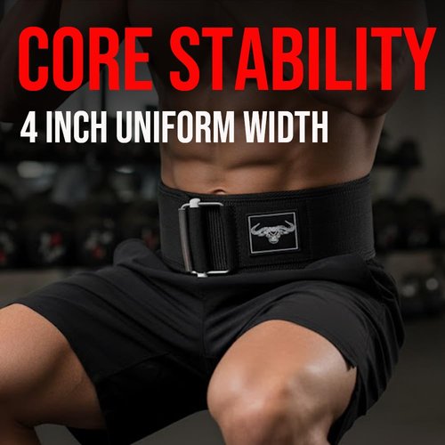 IBRO Quick Locking Premium Weight Lifting Belt - Back Support for Powerlifting, Cross Training & Gym Bodybuilding - 4 Inch Nylon Men and Women with Metal Buckle for Core Stability Black S