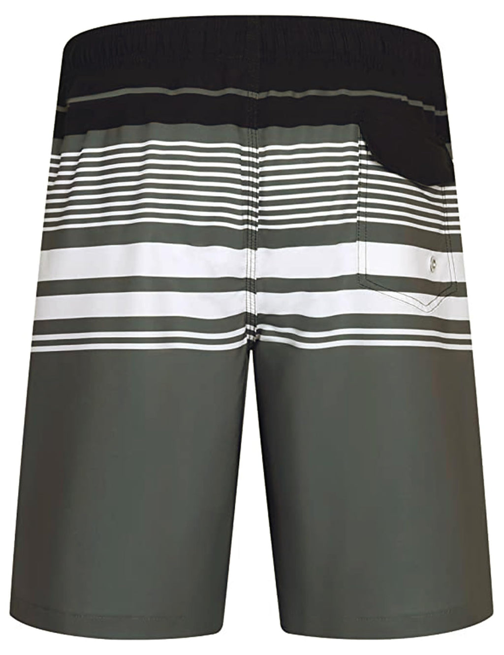 ELETOP Men's Swim Trunks Quick Dry Bathing Suit Swimming Board Shorts Mesh Lining Beach Swimwear Stripe Grey S