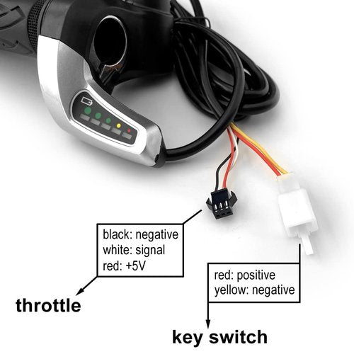 L-faster 24V/36V/48V Bike Throttle Grip Scooter Voltage Indicator Power Key Locker Accelerator (36V)