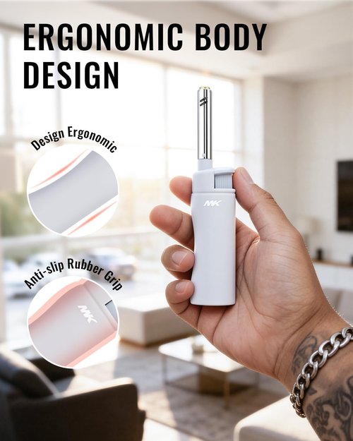 MK Candle Lighter - Butane Refillable Wind-Resistant Flame | 4-Pack for BBQ, Camping, Outdoor Use