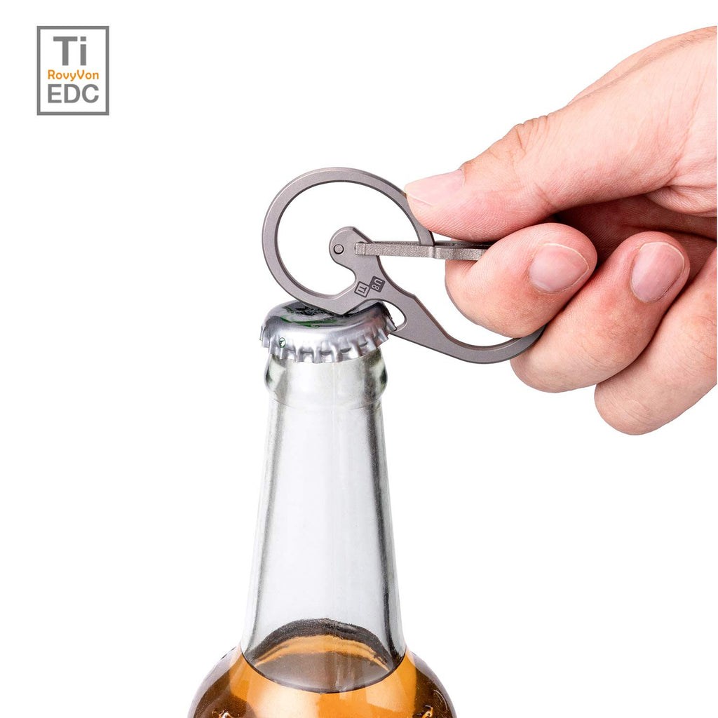 RovyVon U8 Small Keychain Carabiner, Mini Key Pocket Clip, Titanium EDC with Bottle Opener, Multi Tool, Best, Heaty Duty, Emergencies, Man, Office