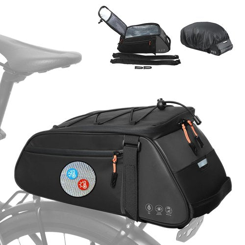 Danuosie Insulated Rear Bike Rack Bag with Rain Cover, 10L Waterproof Backpack Shoulder Saddle bag for Bicycles, Reflective Cycling Seat Storage Bag for Warm or Cold Items for Camping Travel Outdoor