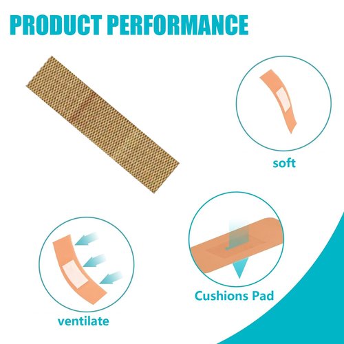 200 Pcs Adhesive Small Spot Bandages Bulk，Fabric Flexible Breathable Non Stick Pad Round Square Strip Bandages for Small Wound (0.87”，3/8” x 1.5”，1.5”)