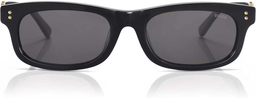 SOJOS Narrow Rectangle Sunglasses - Polarized UV400 Acetate Frame | Retro Classic Lace Coral Accent
