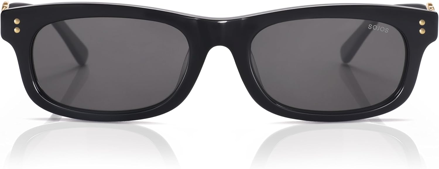 SOJOS Narrow Rectangle Sunglasses - Polarized UV400 Acetate Frame | Retro Classic Lace Coral Accent