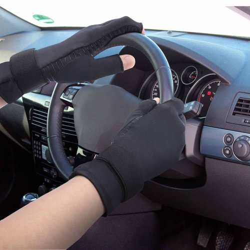 Tikaton Copper Infused Compression Arthritis Gloves with Wrist Strap for Hand Pain, Carpal Tunnel, Tendonitis, Swelling, Crocheting, Typing, Fits Women & Men (Small/Medium, 1 Pair)