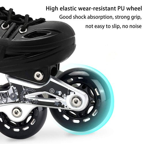 TOBWOLF 8 Pack 64mm 82A Indoor Inline Skate Replacement Wheels, Indoor Skating Wheels with ABEC-7 Bearings, Luggage Wheels, Training Wheels for Scooter - Black