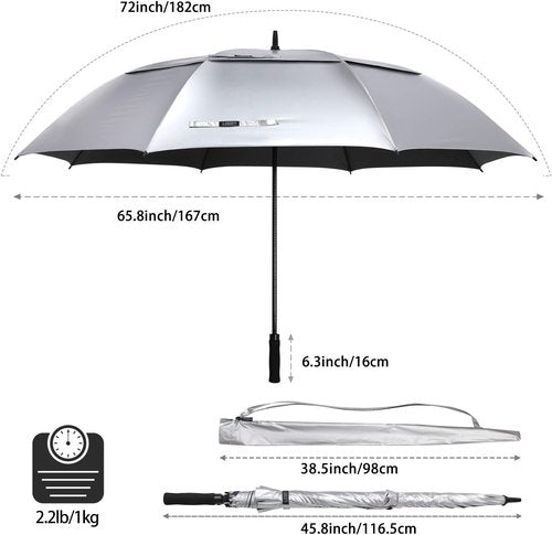 G4Free 72-Inch Golf Umbrella - UV Protection, Auto Open, Windproof, Oversized Double Canopy