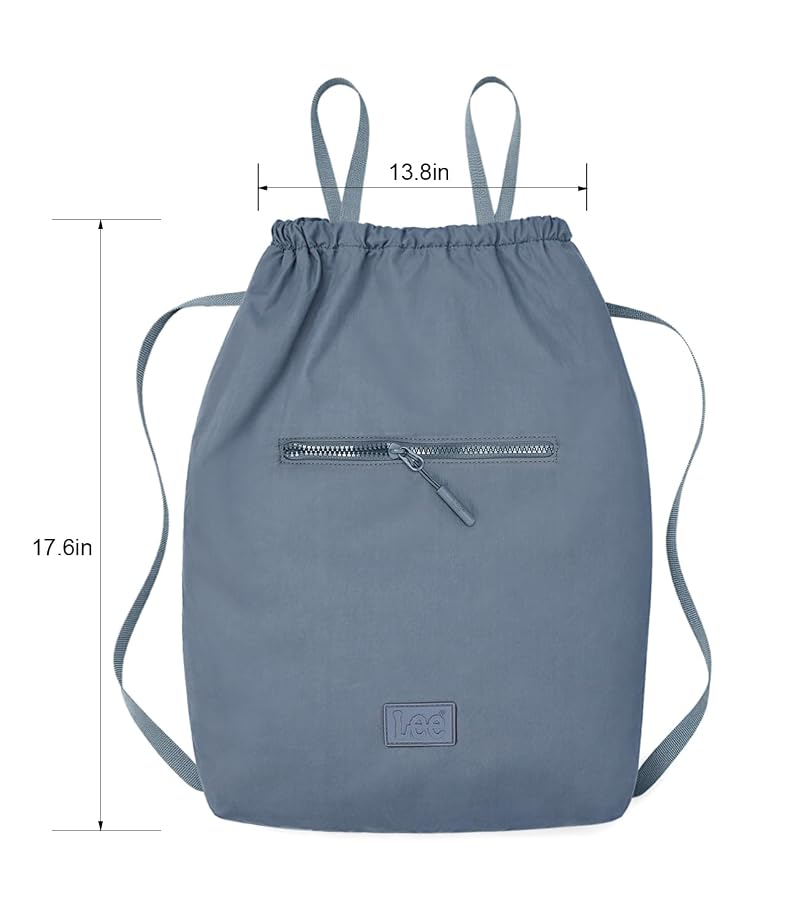 Lightweight Drawstring Backpack Bag with Front Pocket - Water-Resistant Gym & Beach Sackpack, Jean Variation