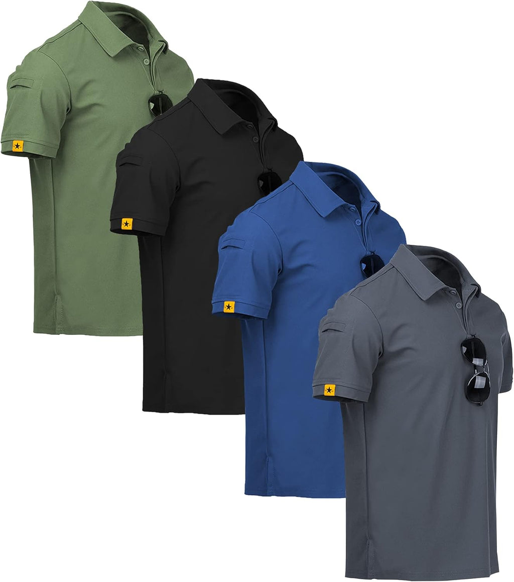 ZITY Men's Polo Shirts - 4 Pack Short Sleeve Athletic Golf & Tennis Collared Tees | Comfortable Fit