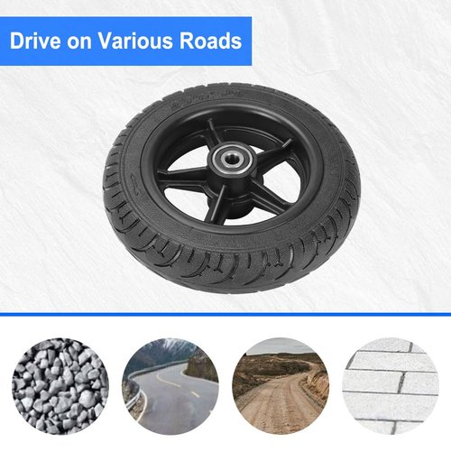 Electric Scooter 200x50 Solid Tire & Plastic Hub 8"x2" Solid Tyre Tubeless Tire with 10mm Bearing Explosion Proof for Electric Scooter Balance Bike Toddler Bike Strollers