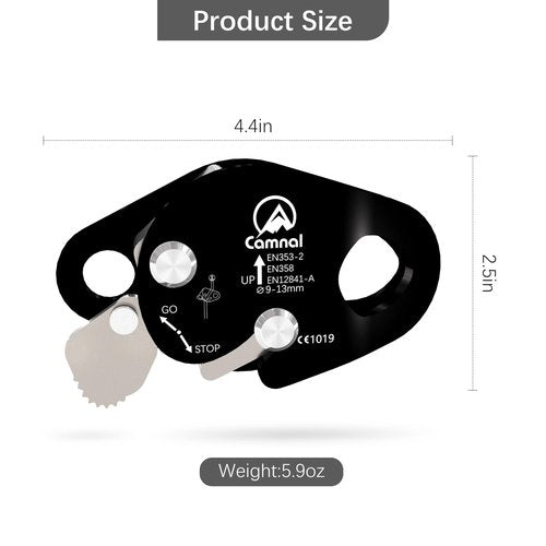 CAMNAL Rope Grab Ascender, Fall Arrest Climbing Protection Rappelling Gear Equipment, High Strength Material Outdoor Climbing Protection(Black B-Style)