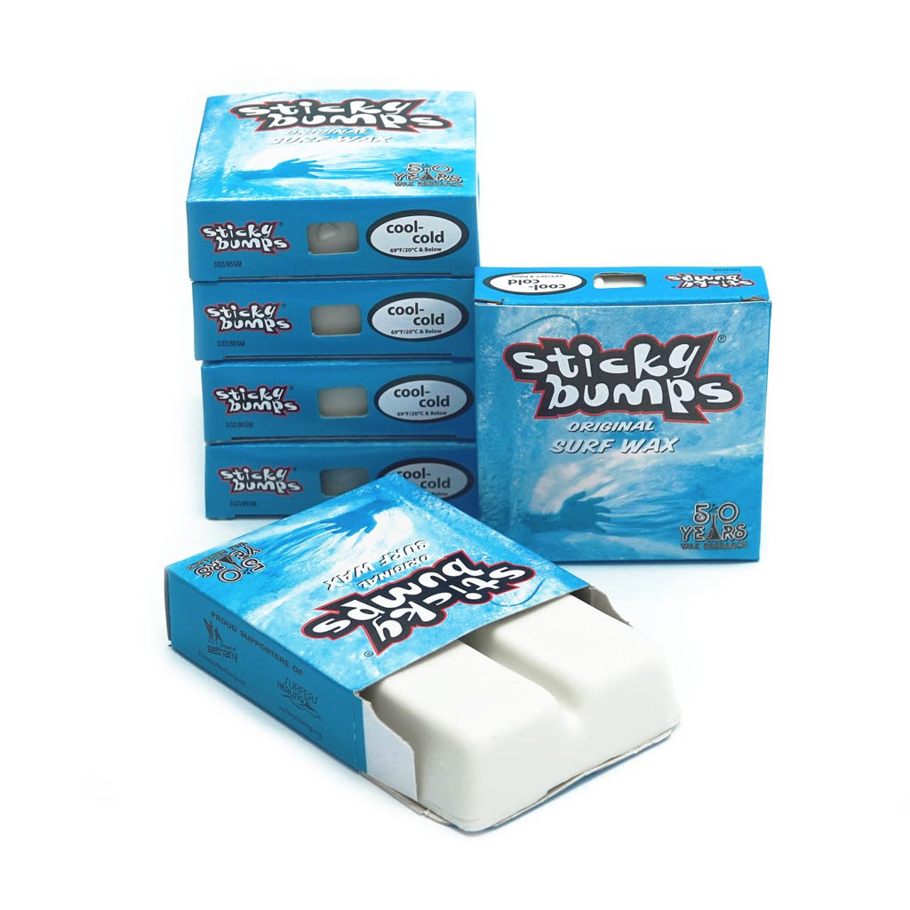 Sticky Bumps Original surf Wax Cool-Cold - 6 Pack | Long-Lasting Surfboard Wax | Great Bump Building for Surfing | Non-Toxic, Nature-Safe | for Surfboard surf Wax Temps 69°F / 20°C & Below.