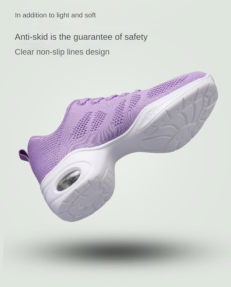 Women's Air Cushion Jazz Dance Shoes - Breathable Mesh, Split Sole, Black