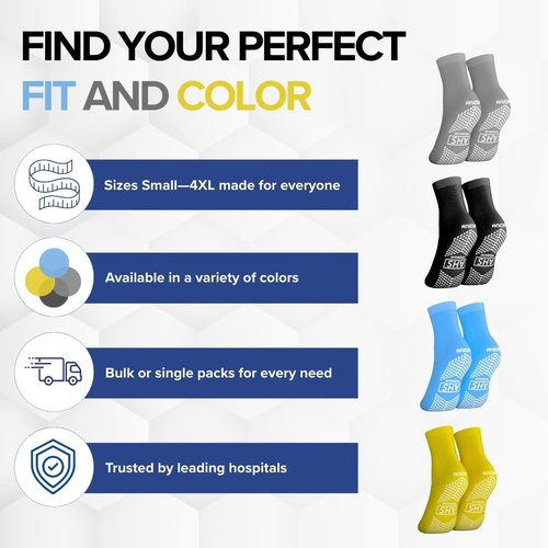 AMERICAN HOSPITAL SUPPLY Premium Anti-Slip Socks | Black Grip Socks | XX-Large| Pack of 6 Pairs