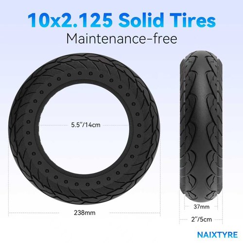 NAIXTYRE 10×2.125 Electric Scooter Replacement Tires,10 Inch Solid Rubber Tires,10x2.125 Solid Electric Scooter Tire for Hiboy S2 Pro Gotrax G4/ Xr /V2 Ninebot F25 /F65（2PCS）