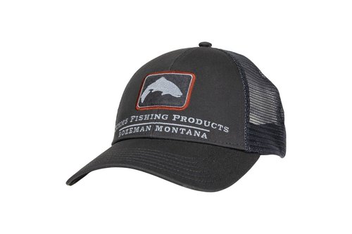 Simms Trout Icon Trucker Hat – Snapback Baseball Cap with Trout Fish, Carbon