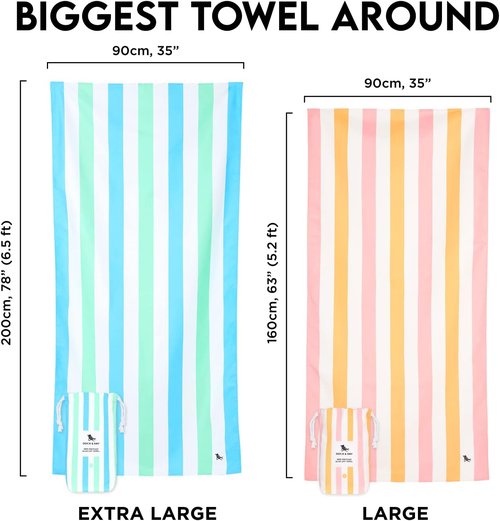 Dock & Bay Beach Towel - Quick Dry & Sand Free - Compact & Lightweight - 100% Recycled - Rainbow Skies - Large (160x90cm)