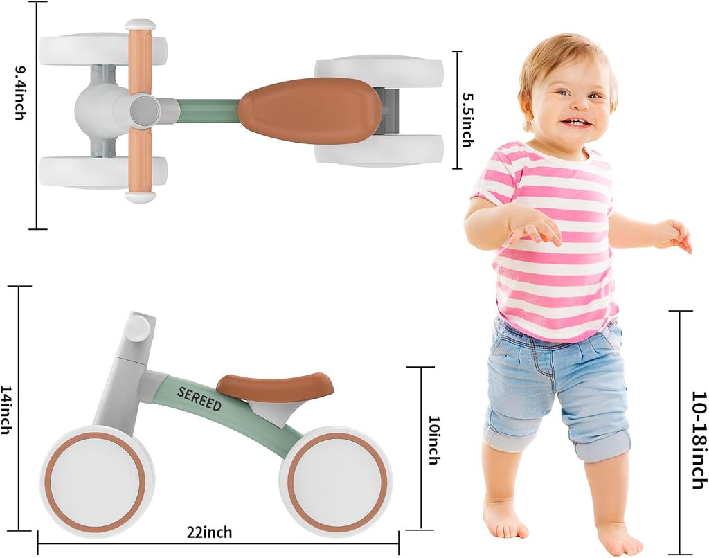 SEREED Baby Balance Bike - 4-Wheel Toddler Bike for 1-Year-Olds | Ideal First Birthday Gift
