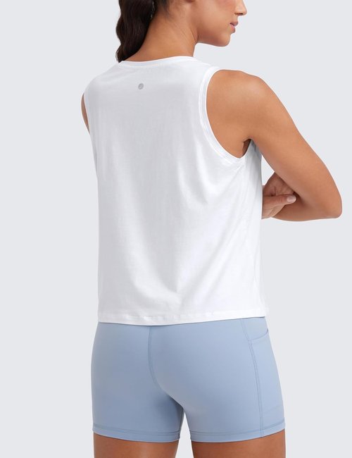 CRZ YOGA Women's Pima Cotton Sleeveless Tank Top - Comfortable Athletic Yoga Shirt