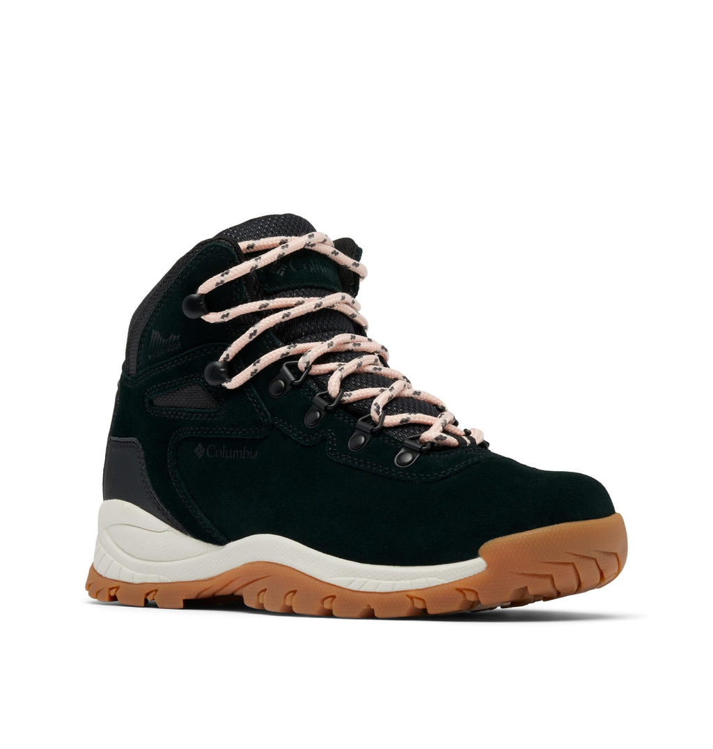 Columbia Womens Newton Ridge Plus Waterproof Amped, Black/Blush Rose, 9.5