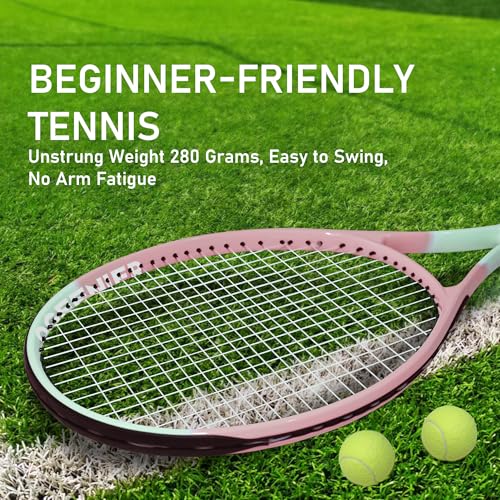 Pink 27-Inch Aluminum Tennis Racket for Adults - Lightweight & Durable