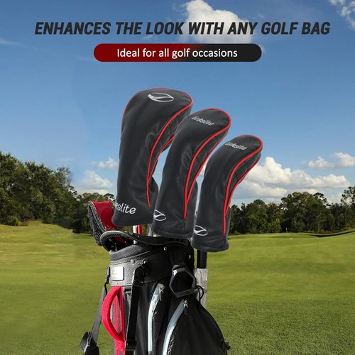 Golf Headcovers Set of 3 Driver, Fairway, Hybrid Waterproof PU Leather Scratch‑Resistant Plush Lining Fits Titleist, Callaway, Taylormade, Ping Premium Gift Box